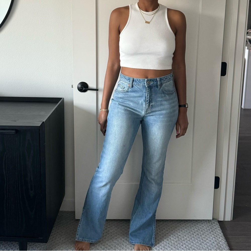 H&M Light Blue Split Flare Jeans